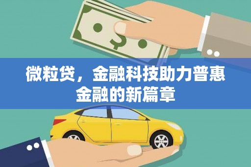昌乐微粒贷，金融科技助力普惠金融的新篇章