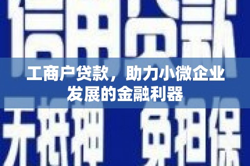 昌乐工商户贷款，助力小微企业发展的金融利器