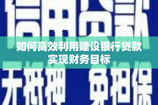 昌乐如何高效利用建设银行贷款实现财务目标