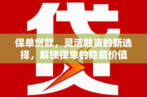 昌乐保单贷款，灵活融资的新选择，解锁保单的隐藏价值