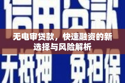 昌乐无电审贷款，快速融资的新选择与风险解析