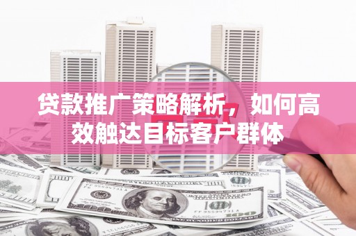 昌乐贷款推广策略解析，如何高效触达目标客户群体