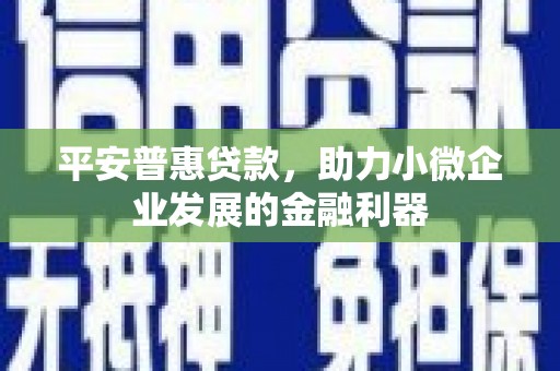 昌乐平安普惠贷款，助力小微企业发展的金融利器