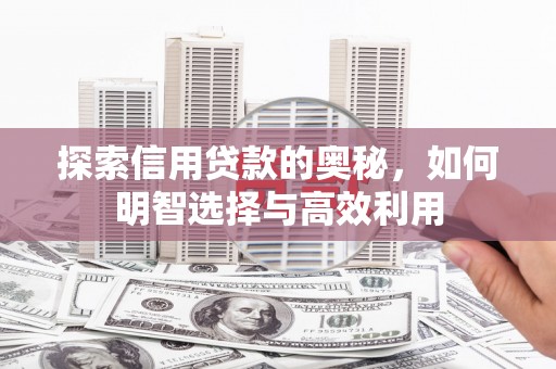 昌乐探索信用贷款的奥秘，如何明智选择与高效利用