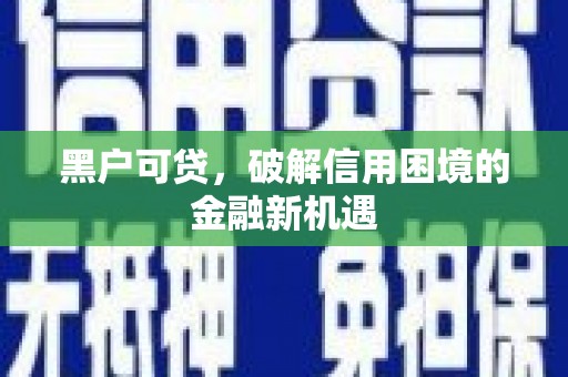 昌乐黑户可贷，破解信用困境的金融新机遇