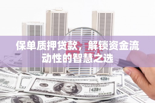 昌乐保单质押贷款，解锁资金流动性的智慧之选